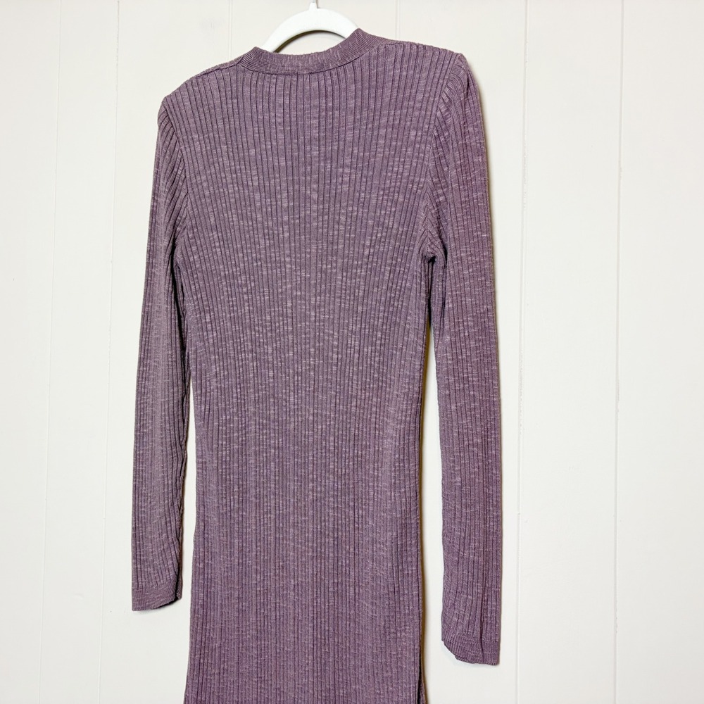 Free People Date Night Cardigan Dress Ribbed Knit Midi Long Purple Medium Boho - Picture 8 of 11
